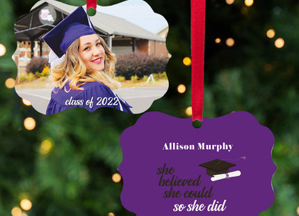 holiday personalized she believed she could - christmas ornament – Christmas ornament, holiday tree decoration or gift