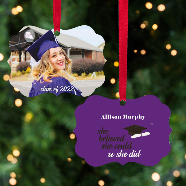 holiday personalized she believed she could - christmas ornament – Christmas ornament, holiday tree decoration or gift