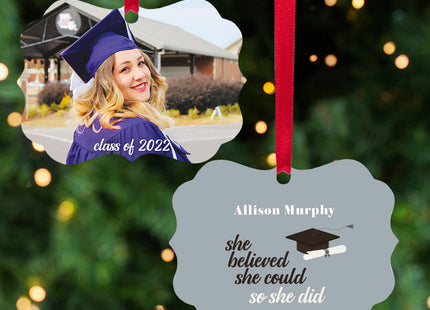 decorative personalized she believed she could - christmas ornament – Christmas ornament, holiday tree decoration or gift