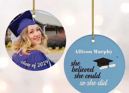keepsake personalized graduation photo christmas ornament – Christmas ornament, holiday tree decoration or gift