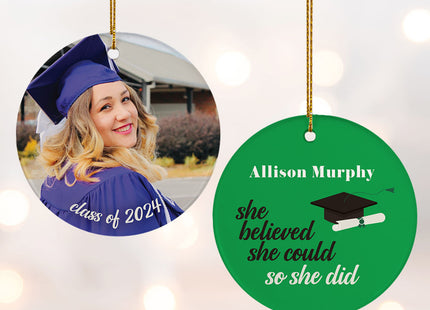 holiday personalized graduation photo christmas ornament – Christmas ornament, holiday tree decoration or gift