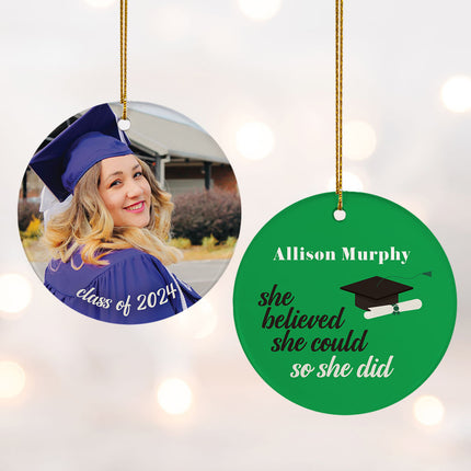 holiday personalized graduation photo christmas ornament – Christmas ornament, holiday tree decoration or gift