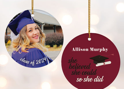 holiday personalized graduation photo christmas ornament – Christmas ornament, holiday tree decoration or gift