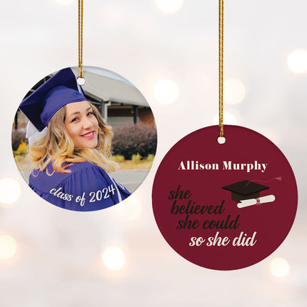 holiday personalized graduation photo christmas ornament – Christmas ornament, holiday tree decoration or gift
