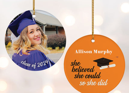 custom personalized graduation photo christmas ornament – Christmas ornament, holiday tree decoration or gift