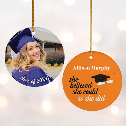 custom personalized graduation photo christmas ornament – Christmas ornament, holiday tree decoration or gift