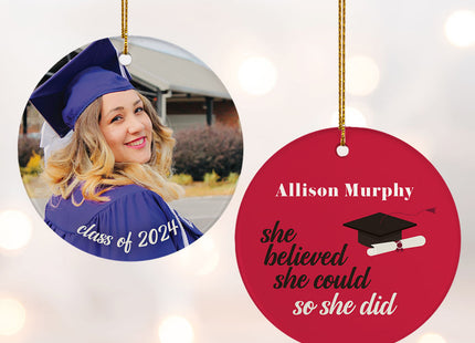 decorative personalized graduation photo christmas ornament – Christmas ornament, holiday tree decoration or gift