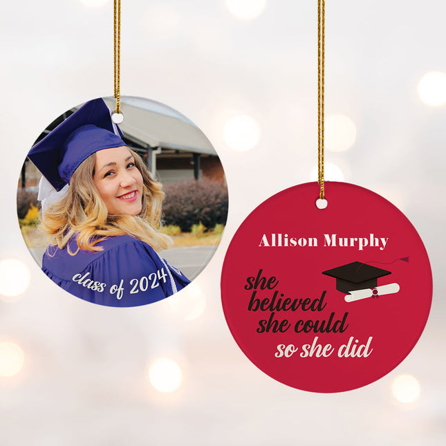 decorative personalized graduation photo christmas ornament – Christmas ornament, holiday tree decoration or gift