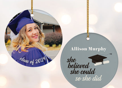 engraved personalized graduation photo christmas ornament – Christmas ornament, holiday tree decoration or gift