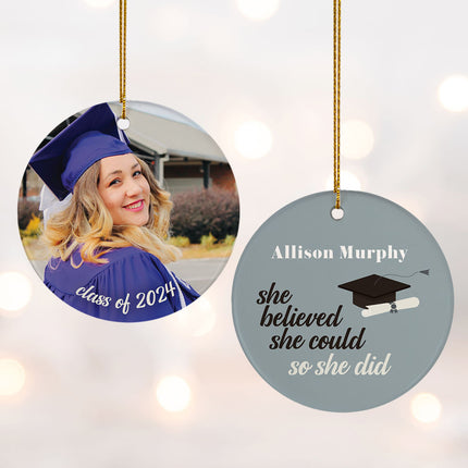 engraved personalized graduation photo christmas ornament – Christmas ornament, holiday tree decoration or gift