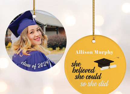 custom personalized graduation photo christmas ornament – Christmas ornament, holiday tree decoration or gift