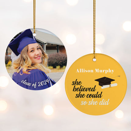 custom personalized graduation photo christmas ornament – Christmas ornament, holiday tree decoration or gift