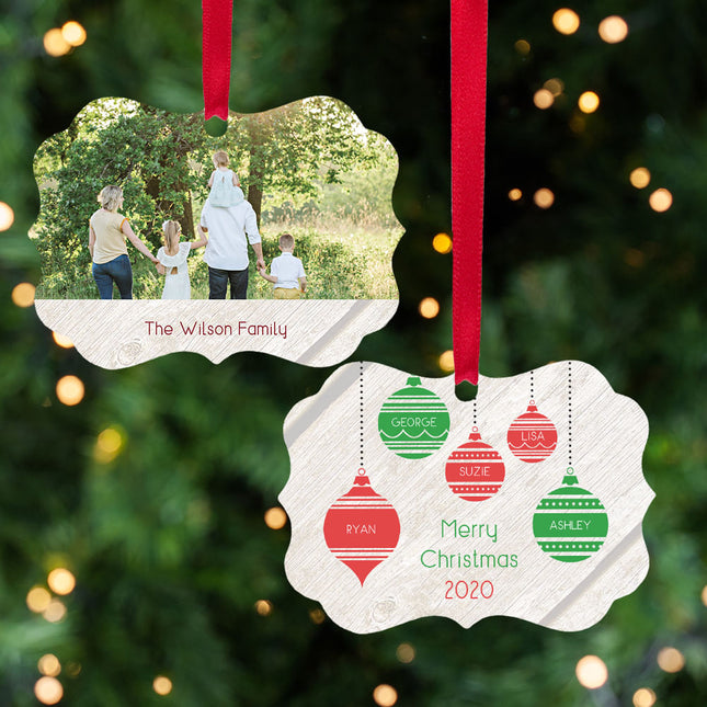 engraved personalized family photo christmas ornament – Christmas ornament, holiday tree decoration or gift