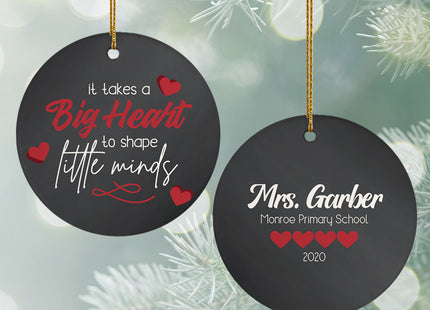 engraved personalized teacher - big heart christmas ornament – Christmas ornament, holiday tree decoration or gift