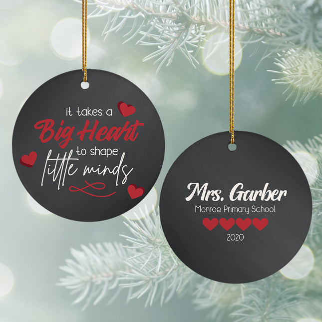 engraved personalized teacher - big heart christmas ornament – Christmas ornament, holiday tree decoration or gift