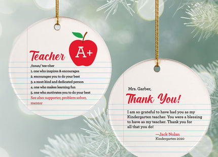 keepsake personalized a+ teacher christmas ornament – Christmas ornament, holiday tree decoration or gift