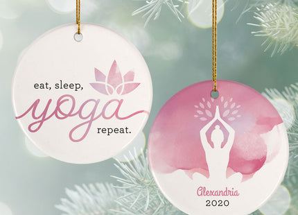custom personalized yoga christmas ornament – Christmas ornament, holiday tree decoration or gift