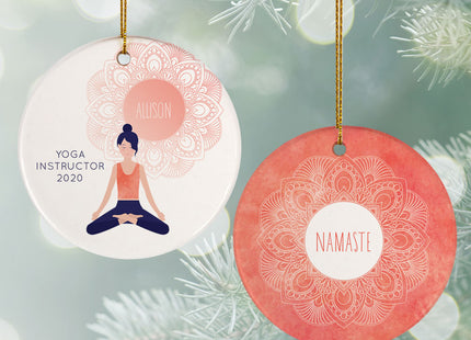 holiday personalized yoga christmas ornament – Christmas ornament, holiday tree decoration or gift