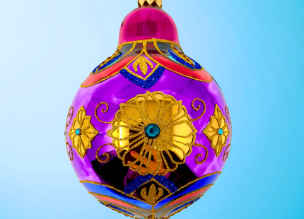 Amethyst Sparkling Gem Glass Christmas Bauble