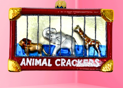 Animal Crackers Box Glass Ornament