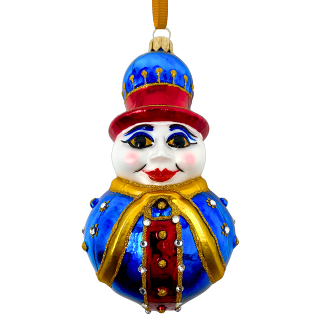 Bart Black Snowman Glass Ornament