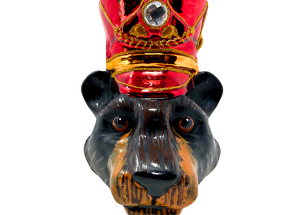 KRG Black Bear Head Polish Glass Ornament