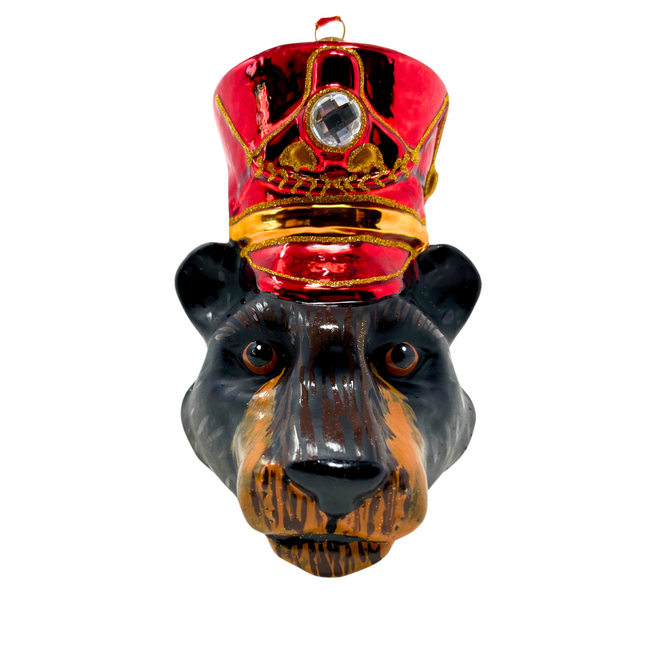 KRG Black Bear Head Polish Glass Ornament