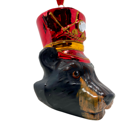 KRG Black Bear Head Polish Glass Ornament
