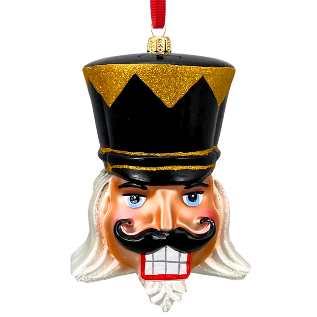 Midnight Black Glass Nutcracker Ornament