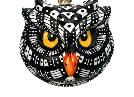 Monochrome Owl Polish Glass Ornament