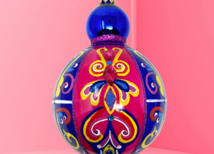 Floral Bloom Polish Glass Bauble