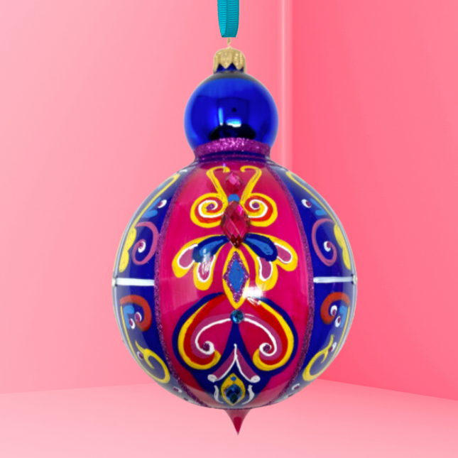 Floral Bloom Polish Glass Bauble