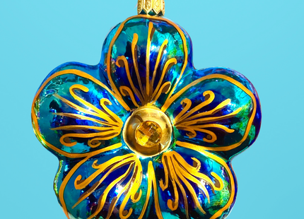 Topaz Hibiscus Polish Glass Ornament