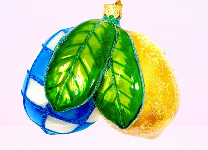 Blue Lemons Polish Glass Ornament