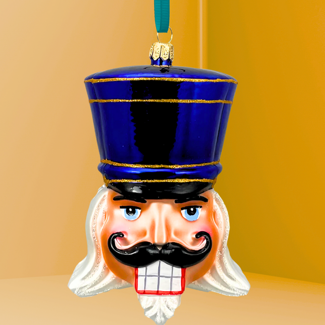 Royal Blue Glass Nutcracker Ornament