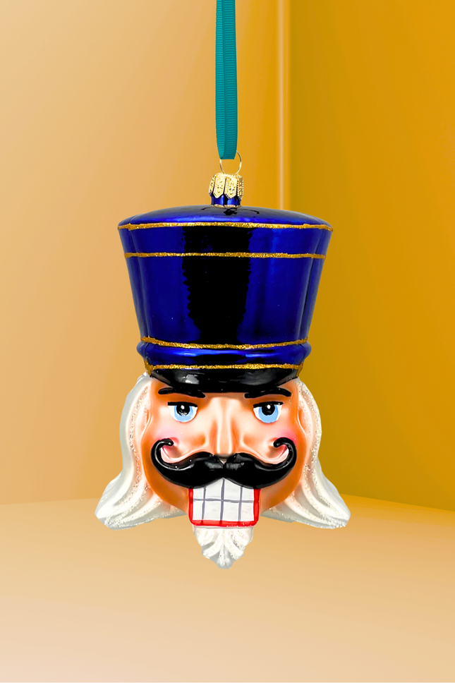 Royal Blue Glass Nutcracker Ornament