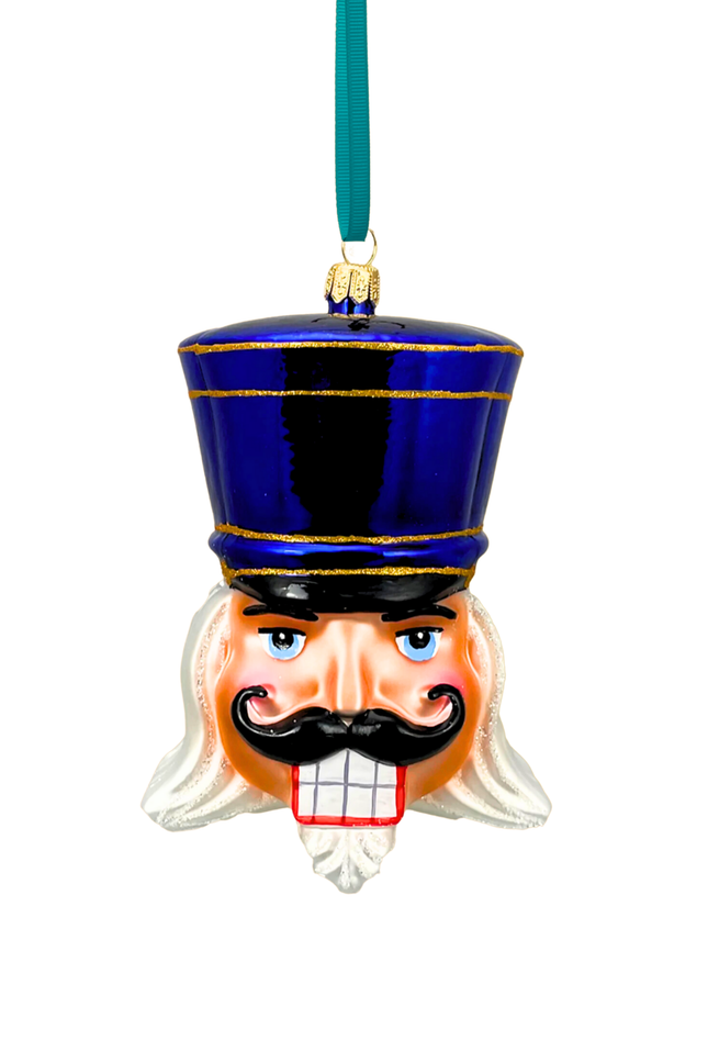 Royal Blue Glass Nutcracker Ornament