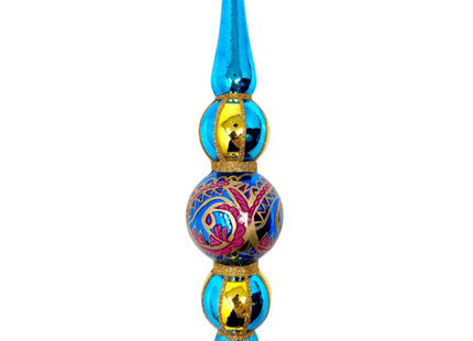 Blue Paisley Icicle Glass Ornament