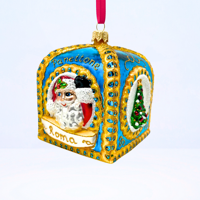 Blue Panettone Polish Glass Ornament