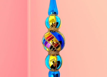 Blue Spinner Icicle Glass Ornament