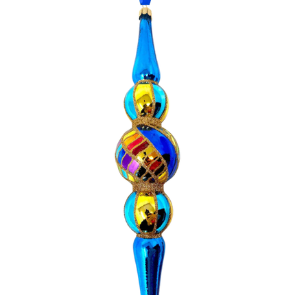 Blue Spinner Icicle Glass Ornament