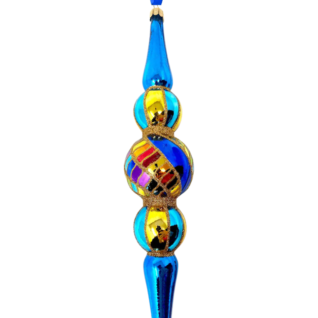 Blue Spinner Icicle Glass Ornament