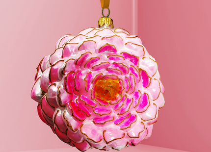 Palazzo Peony Glass Christmas Ornament (Blush)