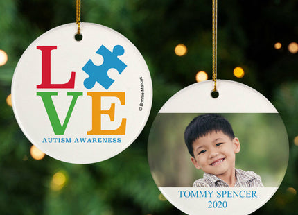 holiday personalized autism awareness love christmas ornament – Christmas ornament, holiday tree decoration or gift