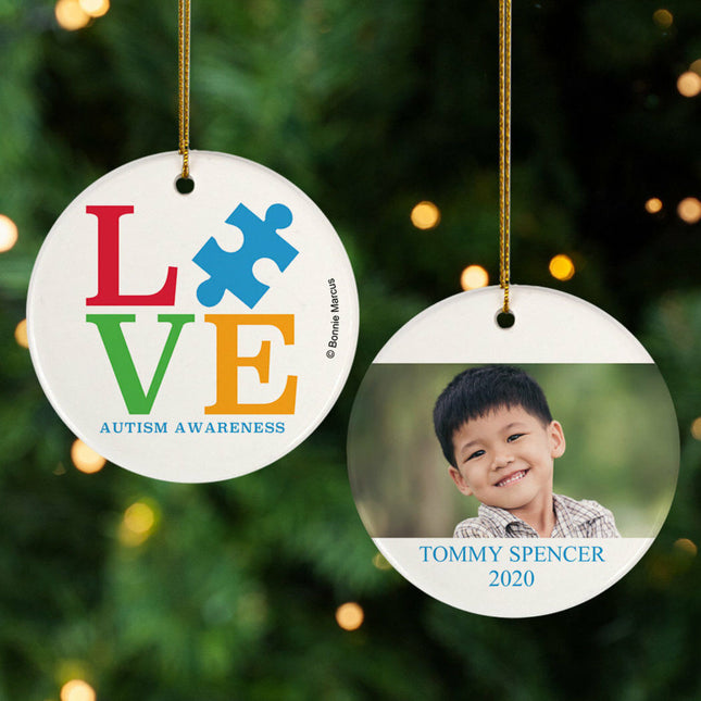 holiday personalized autism awareness love christmas ornament – Christmas ornament, holiday tree decoration or gift