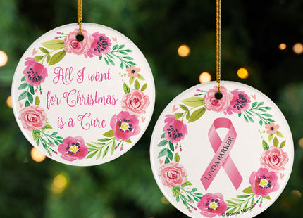 decorative personalized all i want for christmas is a cure christmas ornament – Christmas ornament, holiday tree decoration o