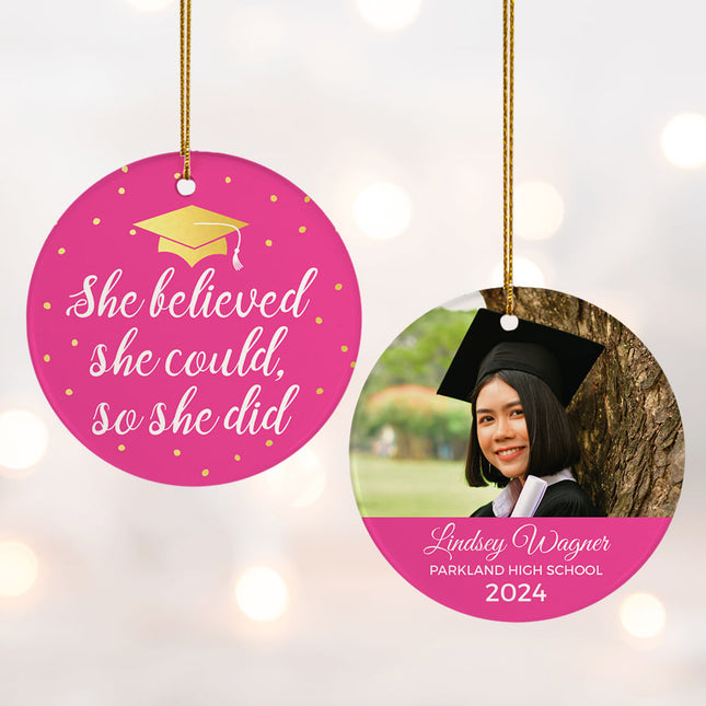 decorative personalized graduation photo christmas ornament – Christmas ornament, holiday tree decoration or gift