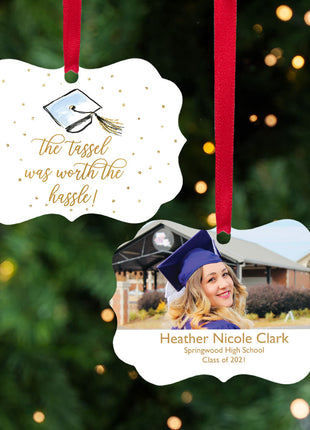 Personalized "'Tassel Was Worth the Hassle' Graduation" Ornament Personalized Ornament by ORNAMENT SHOP EXCLUSIVE