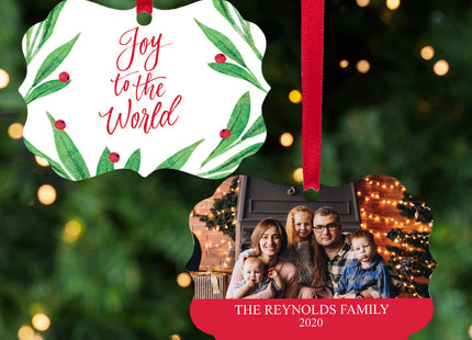 custom personalized joy to the world family photo christmas ornament – Christmas ornament, holiday tree decoration or gift