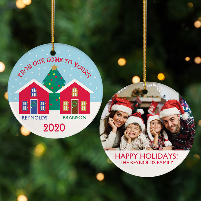 keepsake personalized 'from our home to yours' christmas photo christmas ornament – Christmas ornament, holiday tree decorati